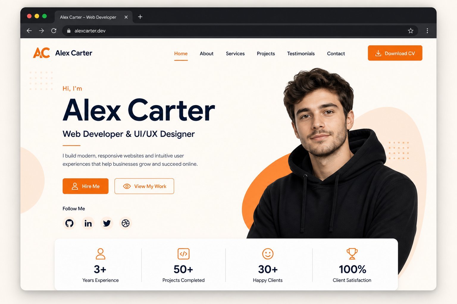 Aperçu du projet Portfolio développeur